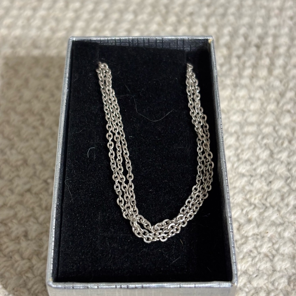 Multi strand sterling Silver Chain Necklace